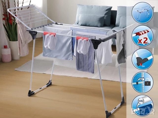 Стабилен и Голям Сушилник за Дрехи - Vileda King XXL 170940 20m!, снимка 4 - Сушилници - 52536956