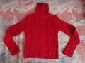Червен плетен пуловер, снимка 1 - Блузи с дълъг ръкав и пуловери - 27592786