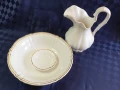 Старинен санитарен порцеланов комплектт - кана, леген и сапунерка, снимка 6