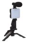 Комплект за видеоблог със статив, LED лампа, микрофон и стойка за мобилен телефон