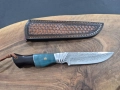 Ловен нож дамаска VG10 стомана,уникална дръжка и кожена кания,LN436, снимка 3