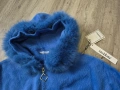 НОВА луксозна жилетка / палто с качулка с косъм в цвят:мента и син на намаление , снимка 8