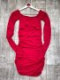 Нова червена елегантна парти коктейлна официална рокля миди midi дължина набрана , снимка 1