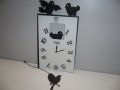 Стенен часовник, метален с птички и махало , снимка 2