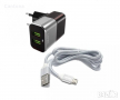 Мрежово зарядно устройство LDNIO A2206, 5V 2.4A, 2 x USB, С Micro USB кабел, Сив, снимка 1 - Оригинални зарядни - 36537201