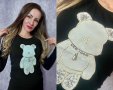 НАМАЛЕНИЕ! Еластична Блузка Bear с камъни и перли, снимка 1 - Блузи с дълъг ръкав и пуловери - 44019873