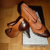 Красиво съчетание на цветове- обувки " Ballys" в кафяв цвятс каишка- заделова дама--за деловата дама, снимка 1 - Дамски елегантни обувки - 26559463