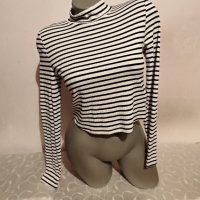Къса блуза райе р-р S/ М, снимка 3 - Блузи с дълъг ръкав и пуловери - 43750957