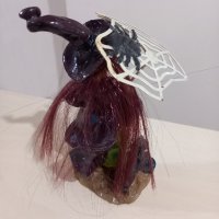 Фигурка (статуетка) на Вещица (Баба Яга) с черен котарак и чадърче, снимка 7 - Колекции - 43232023