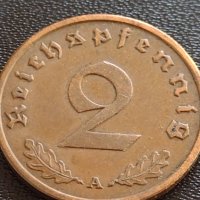 Две монети 2 райхспфенинг 1937г. / 10 райхспфенинг 1941г. Трети райх с СХВАСТИКА редки 31576, снимка 2 - Нумизматика и бонистика - 40649195