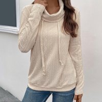 Дамска блуза с текстурирана яка с гъста яка - 024, снимка 3 - Блузи с дълъг ръкав и пуловери - 43627991