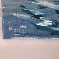 Картина "Лодка в морето" - маслени бои на платно - 40/31см, снимка 6 - Картини - 39435687
