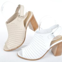 Дамски елегантни сандали на ток от естествена кожа - Два цвята, снимка 1 - Сандали - 40574479
