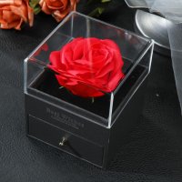Криогенна роза в кутия с чекмедже ,колие ,обеци и 2 бр пръстени **АКЦИЯ, снимка 3 - Обеци - 43885515