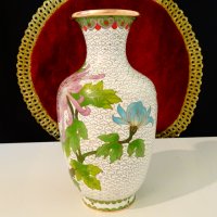 Китайска медна ваза Клоазоне,Cloisonne,маркирана. , снимка 3 - Вази - 36916498