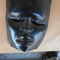 Голяма масивна маска абанос 30 / 16.5 см, снимка 1 - Антикварни и старинни предмети - 43370245