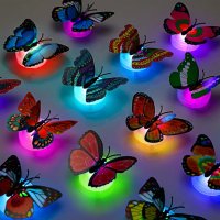 6 бр. Многоцветни светещи 3D пеперуди,нощна лампа,стикер за стена и др., снимка 2 - Други - 43152025