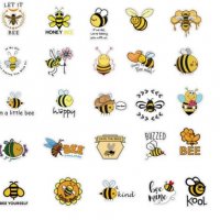 50 бр Пчела Пчели самозалепващи лепенки стикери за украса декор ръчна изработка, снимка 3 - Други - 32752254