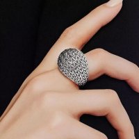 Красив сребърен пръстен плетка голям модел, снимка 2 - Пръстени - 38264805