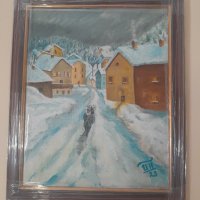 "Зима в планината", маслени бои върху платно, 50/40см., снимка 1 - Картини - 43385196