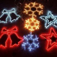 Червена Фигура Звезда и Камбана с Лед червен Светещ маркуч Коледа, снимка 5 - Лед осветление - 38991270