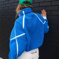 Нов дамски едноцветен ежедневен плетен пуловер с половин цип и висока яка, 2цвята - 023, снимка 4 - Блузи с дълъг ръкав и пуловери - 43343690