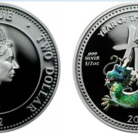 1/2 оз. 2 долара 2012 г . Ниуе - Година на Дракона, снимка 2 - Нумизматика и бонистика - 40762423
