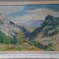 Стар Алпийски пейзаж на худ. Eugen Nell от 1951 г., снимка 5 - Антикварни и старинни предмети - 44003465