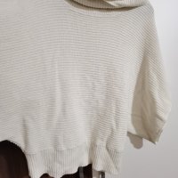 Бял зимен памучен пуловер с поло яка, снимка 3 - Жилетки - 43314265
