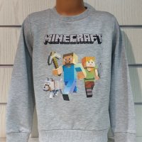 Нова детска ватирана блуза с дълъг ръкав Minecraft (Майнкрафт) в сив цвят, снимка 3 - Детски Блузи и туники - 38507153