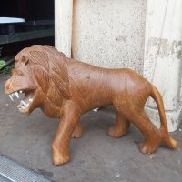 Масивна дървена статуя на лъв, снимка 4 - Антикварни и старинни предмети - 32590979
