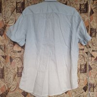 Ленена риза мъжка ,преливащо от бяло в синьо- L размер, снимка 5 - Ризи - 40019454