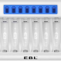 EBL интелигентно бързо зарядно устройство за батерииAA/AAA, 8слота, снимка 1 - Друга електроника - 40250034