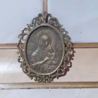 Панагия богородица медальон икона религия месинг, снимка 2 - Антикварни и старинни предмети - 43382939