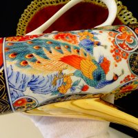 Кана японски порцелан Eiwa Kinsei,злато,пауни. , снимка 5 - Антикварни и старинни предмети - 37925223