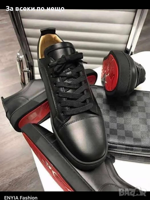 Christian Louboutin Мъжки Черни Кожени Обувки Код E. Fashion-15, снимка 1