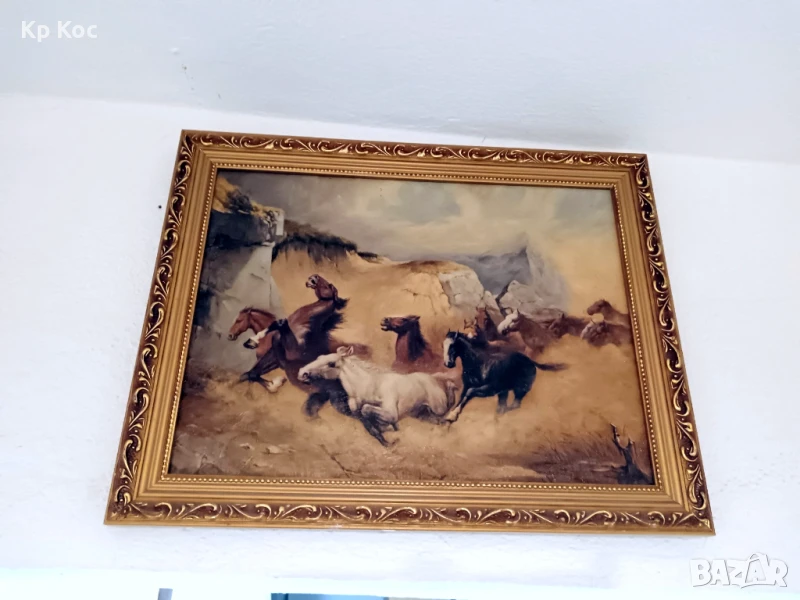 картина с коне, рамкирана, снимка 1
