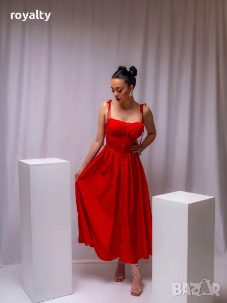 Червена стилна дамска рокля , снимка 1