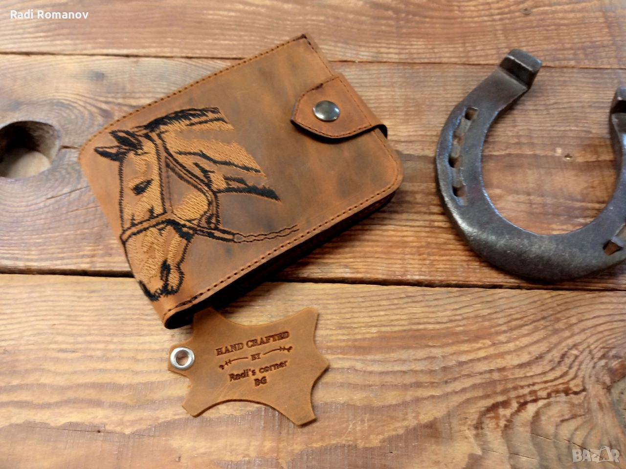 Ръчно изработен мъжки кожен портфейл , снимка 1