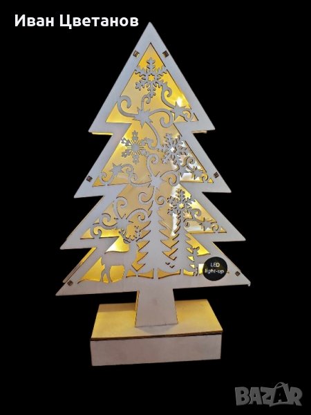 дървена настолна LED светеща фигурка, снимка 1