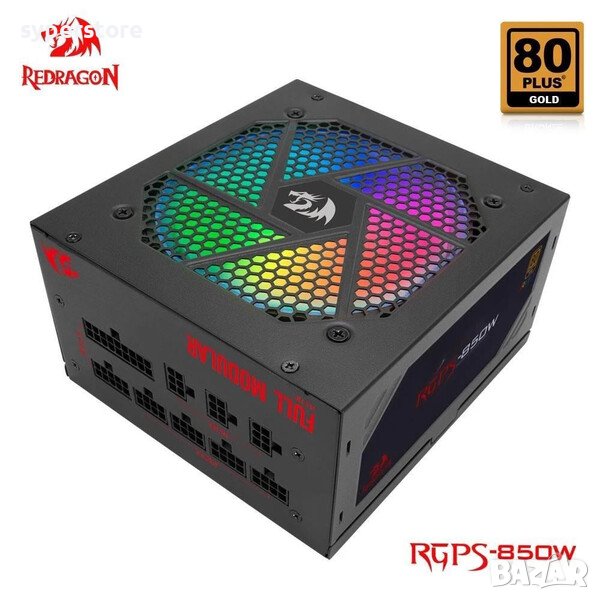 Захранване за настолен компютър Модулно Redragon RGPSG850W ATX 850W 12V v2.31 RGB 80 Plus Gold, снимка 1