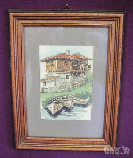 Малка Картина Акварел неразчетен автор, снимка 1