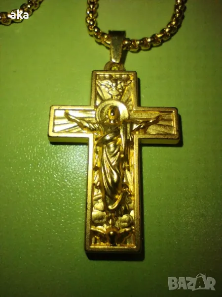 красиво колие 60 см. ланец с кръст златист, снимка 1