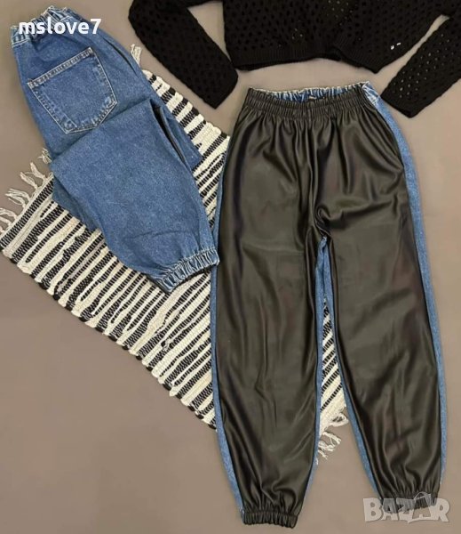 Панталон кожа и деним, снимка 1
