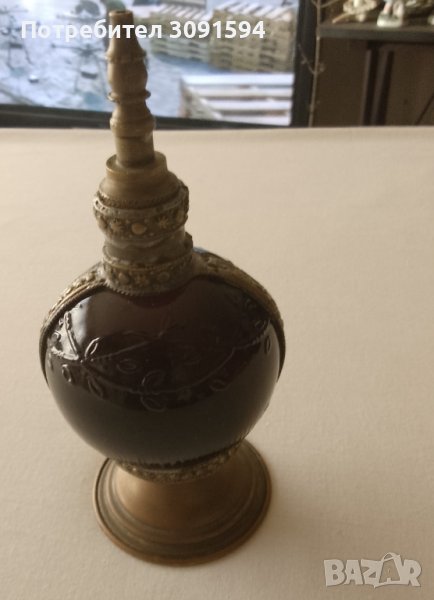 Винтидж мароканска бутилка за парфюм  наслагване на аромата от кобалтово синьо стъкло, снимка 1
