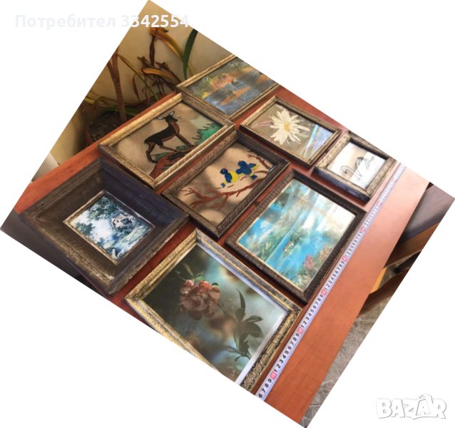 КАРТИНА РИСУНКА ВЪРХУ СТЪКЛО И КАРТОН ПЛАКАТ РЕПРОДУКЦИЯ ДЪРВЕНА РАМКА, снимка 1