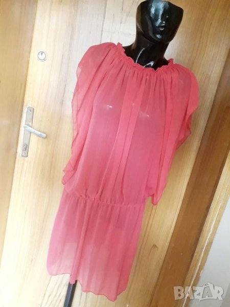 Коралово червена феерична туника от шифон Л/ХЛ , снимка 1