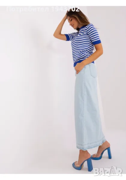 Дамска блуза на райета в син цвят 1441.80, снимка 1