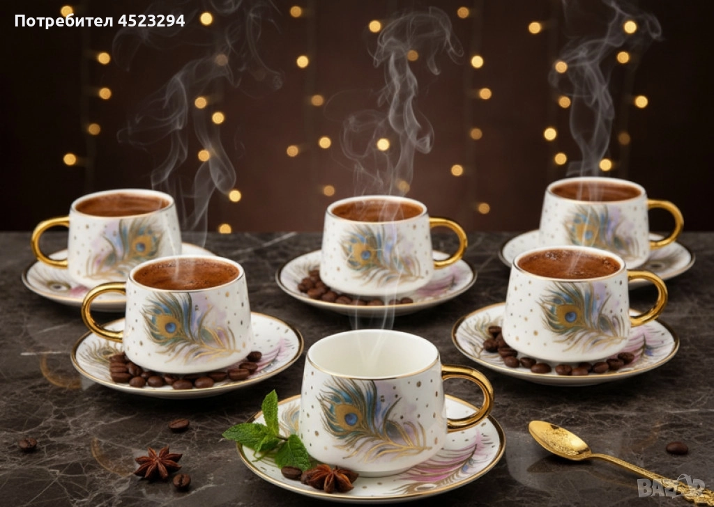 Луксозен сет от чаши за кафе или чай, снимка 1