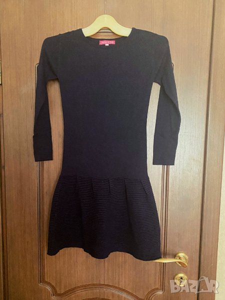 Детска тъмносиня зимна рокля 8/10, снимка 1